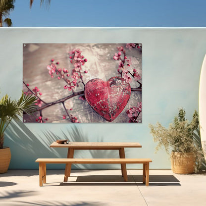 Rood Hart op Tak tuinposter