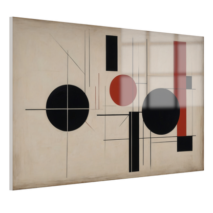 Abstracte Symmetrie in Rood, Zwart en Wit acrylglas