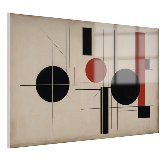 Abstracte Symmetrie in Rood, Zwart en Wit acrylglas