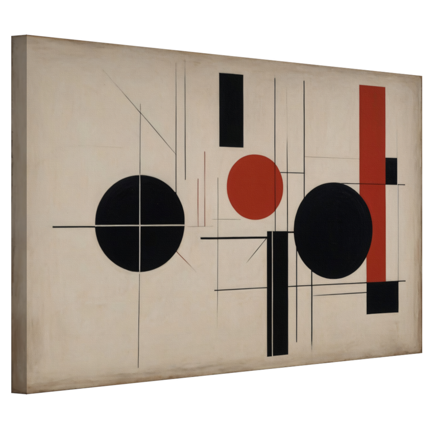 Abstracte Symmetrie in Rood, Zwart en Wit canvas