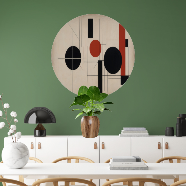 Abstracte Symmetrie in Rood, Zwart en Wit forex muurcirkel