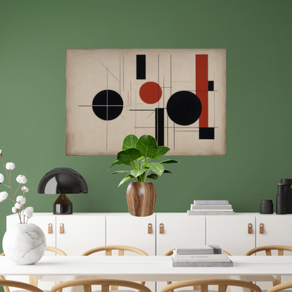 Abstracte Symmetrie in Rood, Zwart en Wit poster