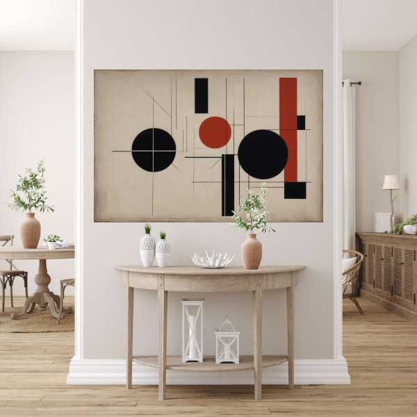 Abstracte Symmetrie in Rood, Zwart en Wit poster