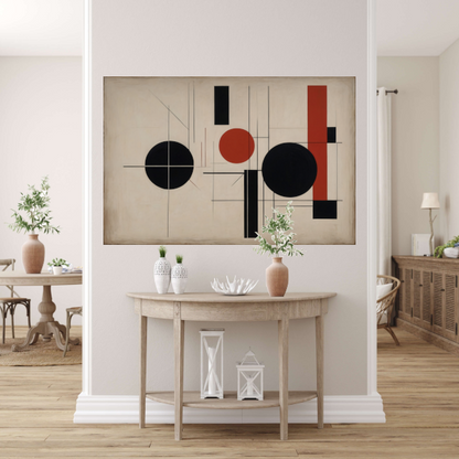Abstracte Symmetrie in Rood, Zwart en Wit poster