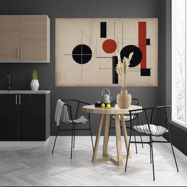 Abstracte Symmetrie in Rood, Zwart en Wit poster