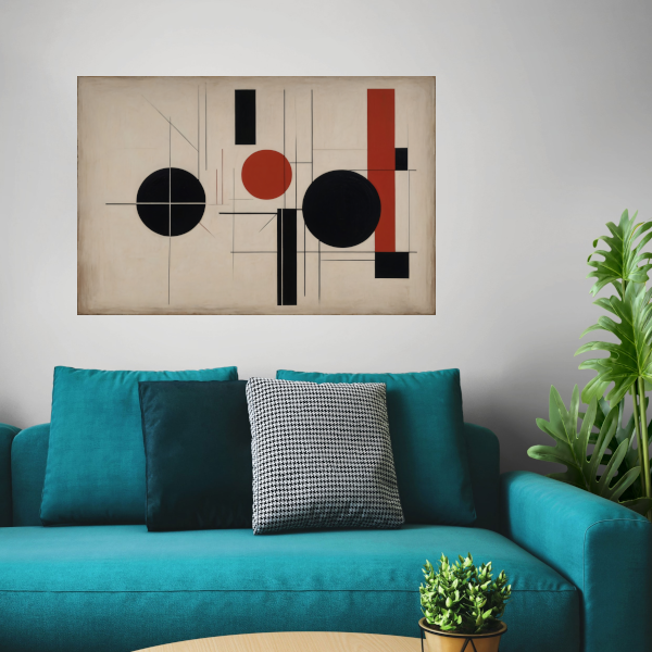 Abstracte Symmetrie in Rood, Zwart en Wit poster