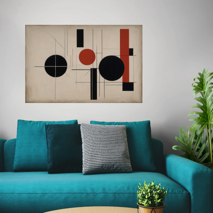 Abstracte Symmetrie in Rood, Zwart en Wit poster