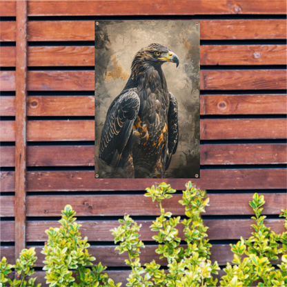 Mysterieuze adelaar met rustieke achtergrond tuinposter