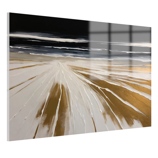 Abstracte Stranden in Monochrome Gouden Gloed acrylglas