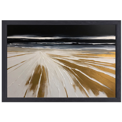 Abstracte Stranden in Monochrome Gouden Gloed canvas met baklijst