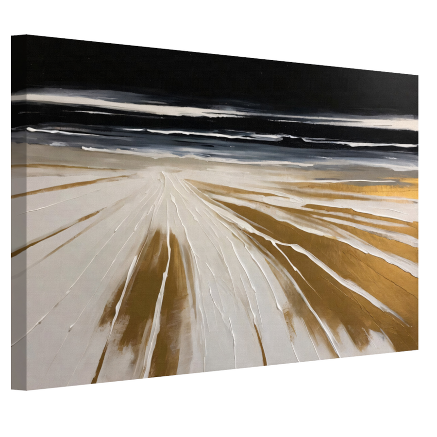 Abstracte Stranden in Monochrome Gouden Gloed canvas