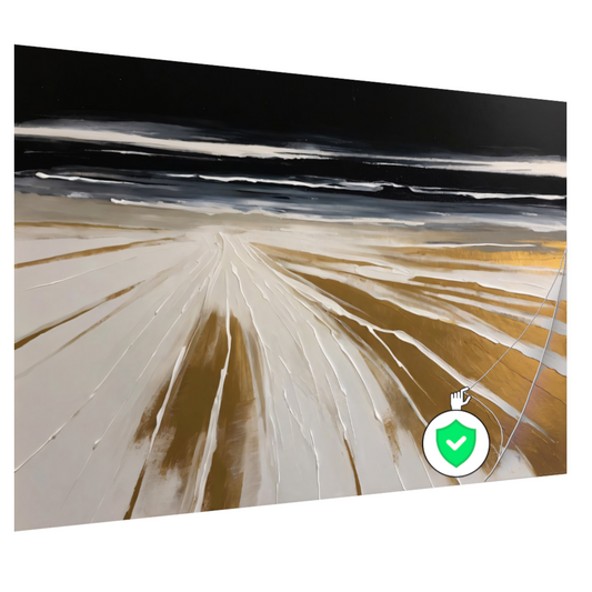 Abstracte Stranden in Monochrome Gouden Gloed poster