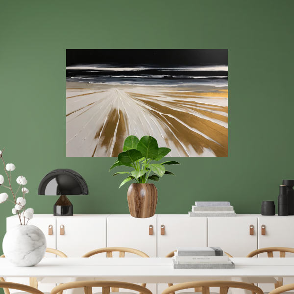 Abstracte Stranden in Monochrome Gouden Gloed poster