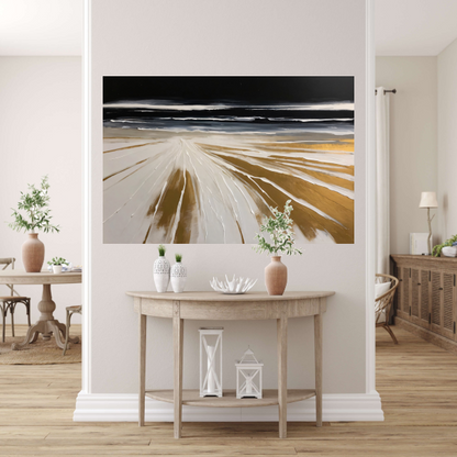 Abstracte Stranden in Monochrome Gouden Gloed poster