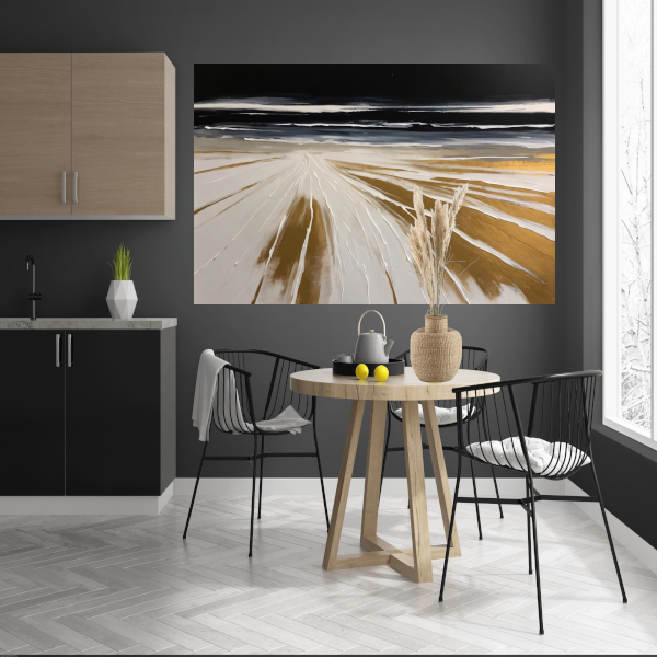 Abstracte Stranden in Monochrome Gouden Gloed poster