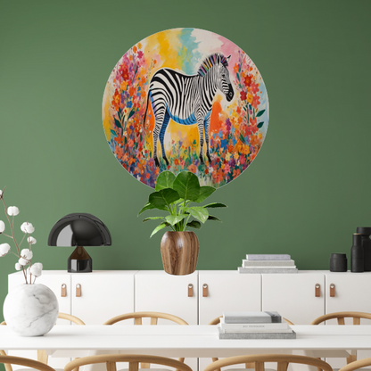 Zebra in Bloeiend Kleurrijk Bloemenparadijs forex muurcirkel