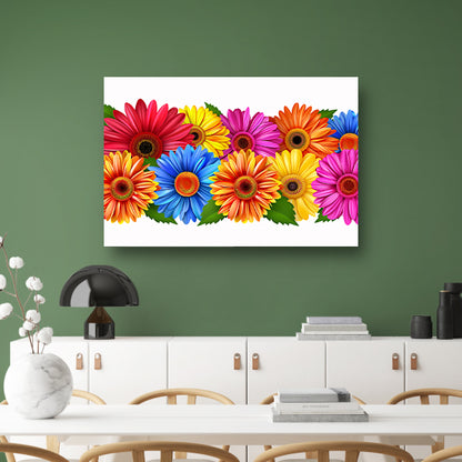 Levendige Bloemen in Heldere Kleuren op Wit canvas