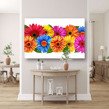 Levendige Bloemen in Heldere Kleuren op Wit poster