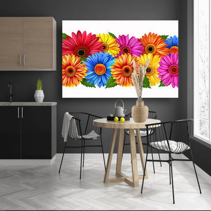 Levendige Bloemen in Heldere Kleuren op Wit poster
