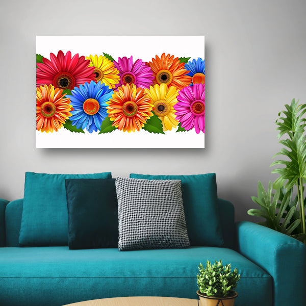 Levendige Bloemen in Heldere Kleuren op Wit canvas