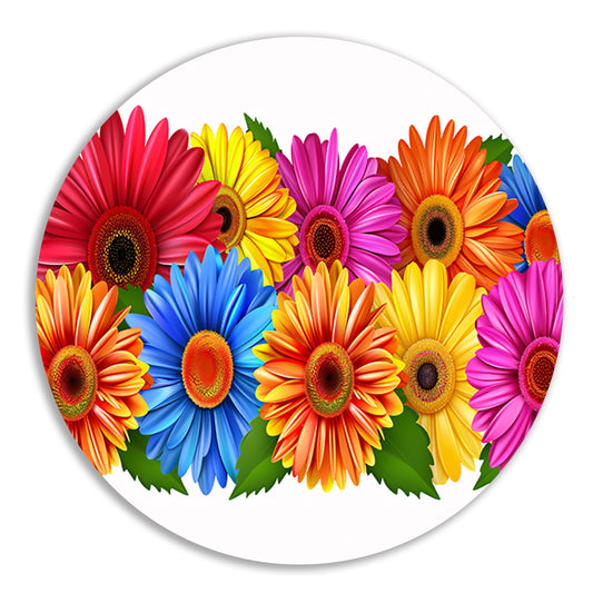 Levendige Bloemen in Heldere Kleuren op Wit forex muurcirkel