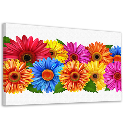 Levendige Bloemen in Heldere Kleuren op Wit canvas