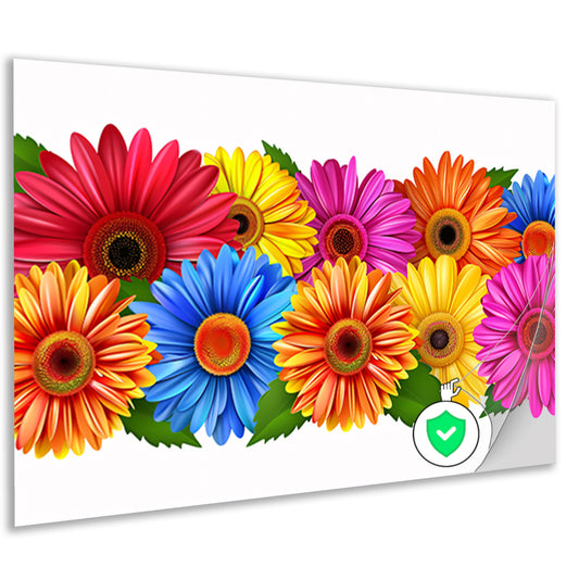 Levendige Bloemen in Heldere Kleuren op Wit poster