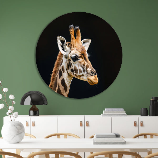 Giraffe close-up met realistische details forex muurcirkel