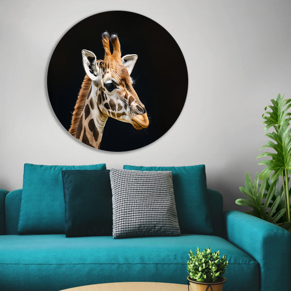 Giraffe close-up met realistische details forex muurcirkel