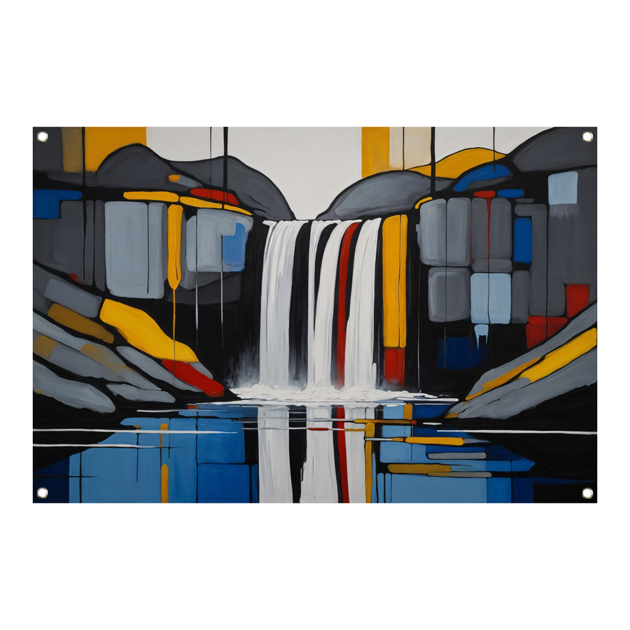 Reflecterende Waterval in Moderne Abstractie tuinposter