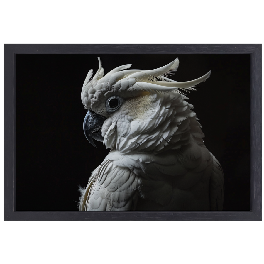 Kaketoe in schaduw - Natuurlijke elegantie canvas met baklijst