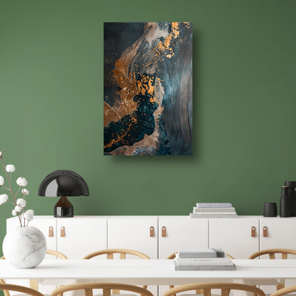 Dynamische abstracte compositie met goud poster