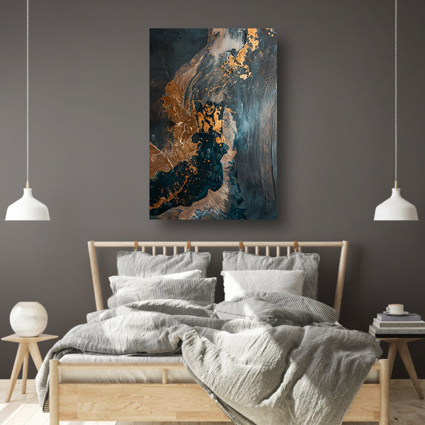 Dynamische abstracte compositie met goud poster