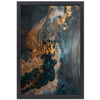 Dynamische abstracte compositie met goud canvas met baklijst