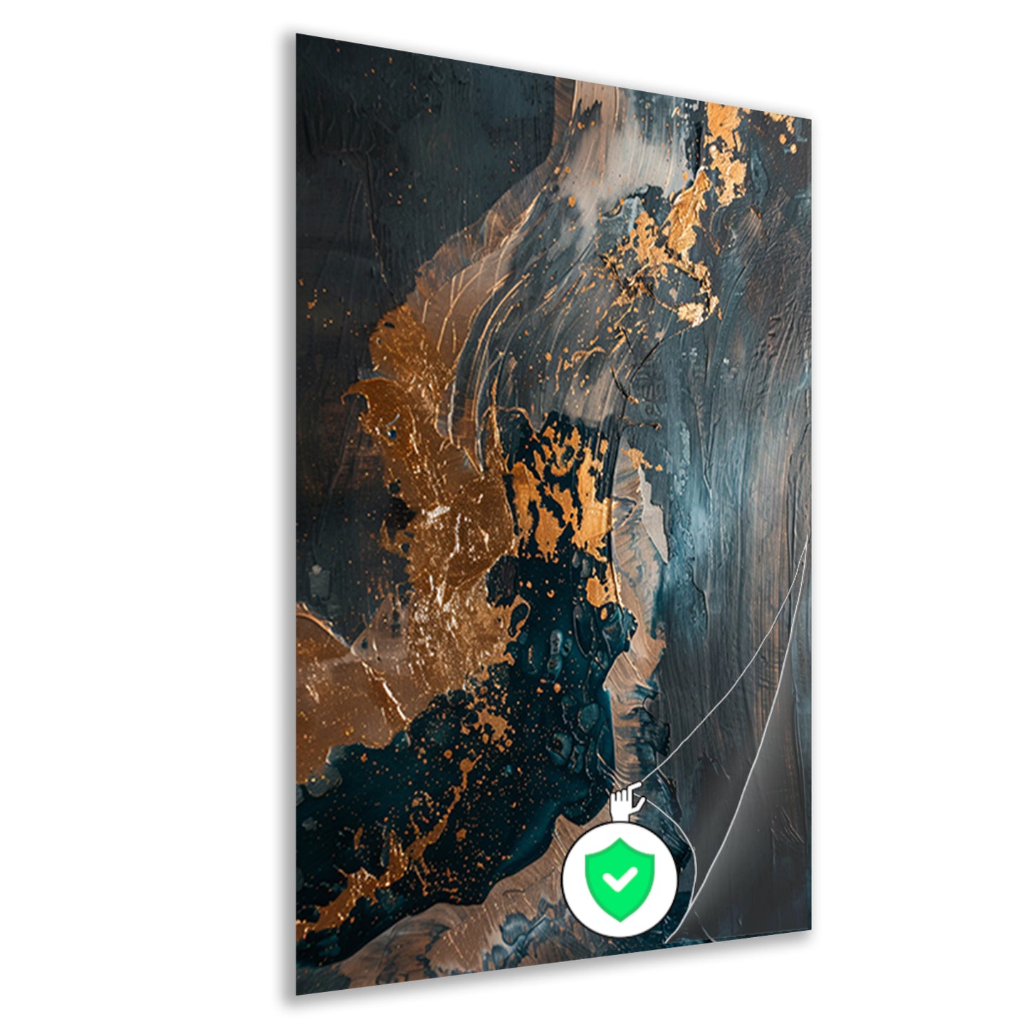 Dynamische abstracte compositie met goud poster