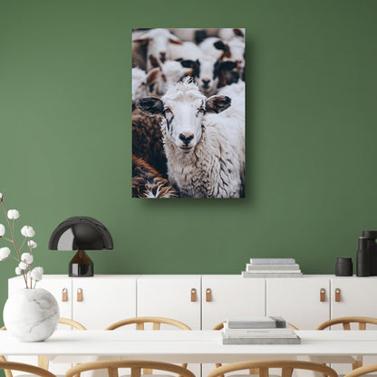 Monochroom portret van een schaap in een kudde canvas