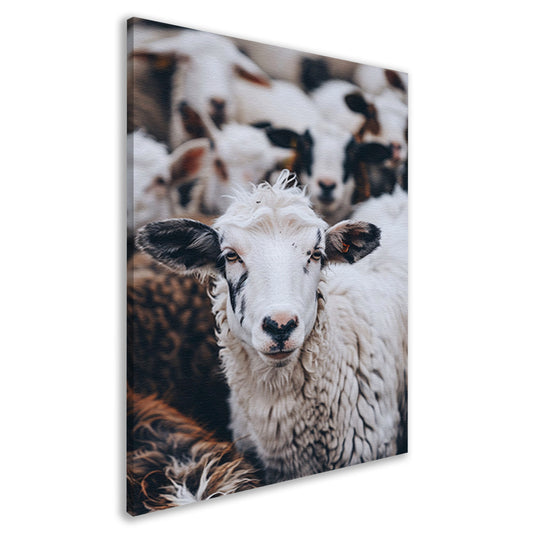 Monochroom portret van een schaap in een kudde canvas