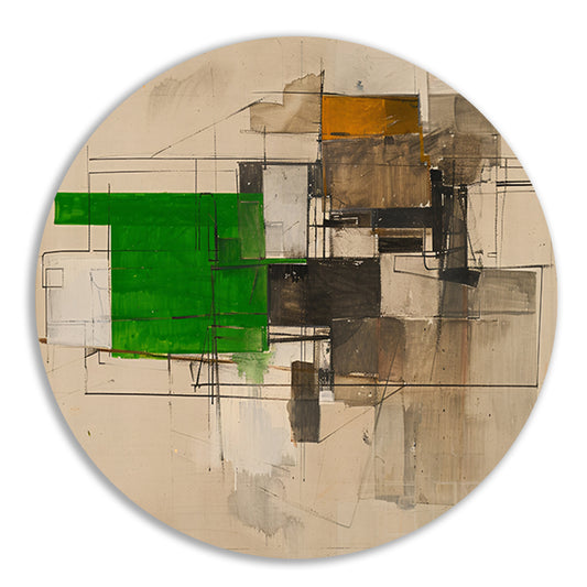 Abstract geometrisch kunstwerk met moderne vormen aluminium muurcirkel