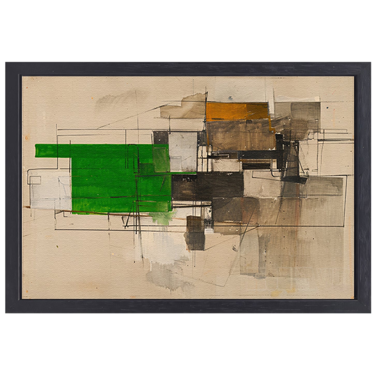 Abstract geometrisch kunstwerk met moderne vormen canvas met baklijst