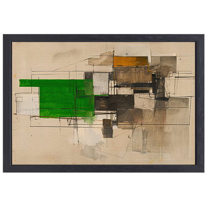 Abstract geometrisch kunstwerk met moderne vormen canvas met baklijst