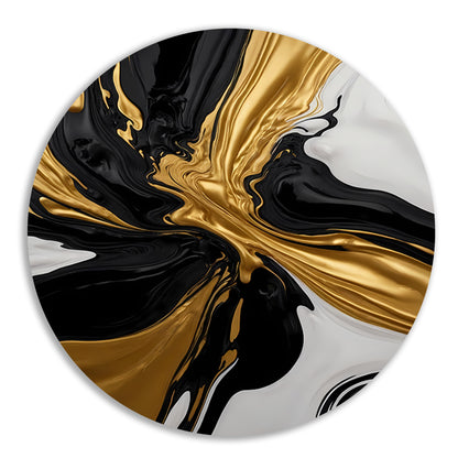 Dynamisch Zwart, Wit en Gouden Abstract Ontwerp forex muurcirkel
