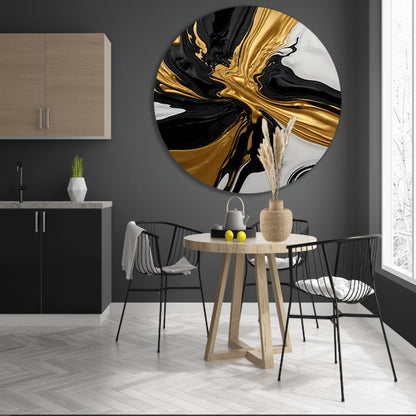 Dynamisch Zwart, Wit en Gouden Abstract Ontwerp forex muurcirkel