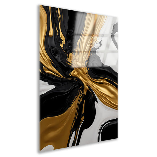 Dynamisch Zwart, Wit en Gouden Abstract Ontwerp acrylglas