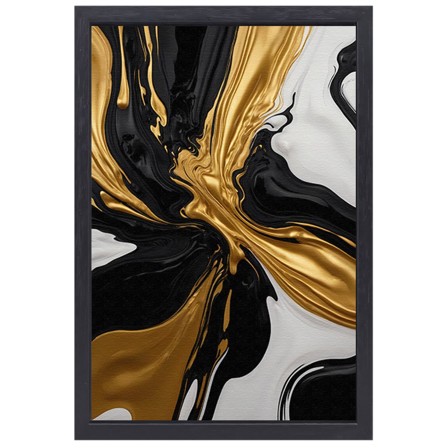 Dynamisch Zwart, Wit en Gouden Abstract Ontwerp canvas met baklijst