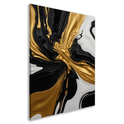 Dynamisch Zwart, Wit en Gouden Abstract Ontwerp canvas
