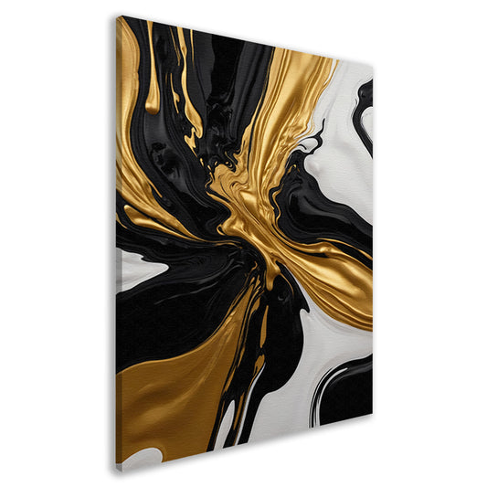 Dynamisch Zwart, Wit en Gouden Abstract Ontwerp canvas