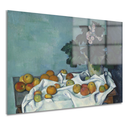 Stilleven met appels en een pot sleutelbloemen - Paul Cézanne acrylglas