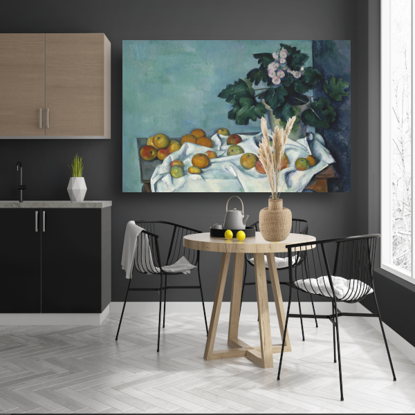 Stilleven met appels en een pot sleutelbloemen - Paul Cézanne poster