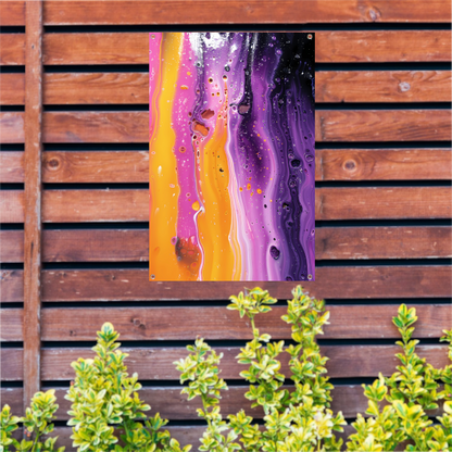 Kleurrijke abstracte kunst met dynamische textuur tuinposter