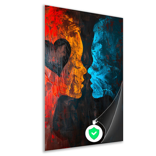 Abstract  van twee gezichten en een hart poster